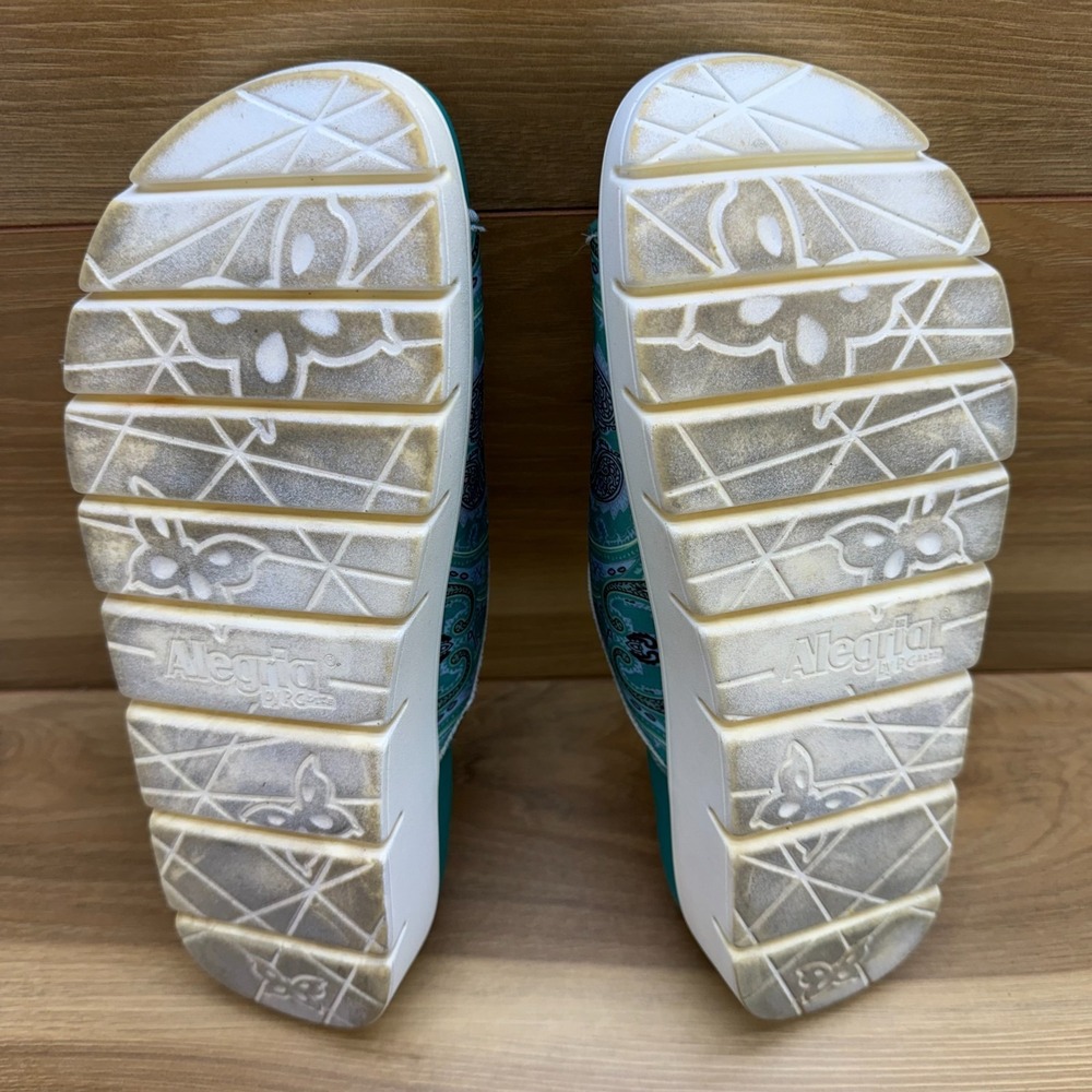 Alegria Airie Teal Paisley Sandals Womens 9 EU 39 Comfort Slide Vacation Resort - Picture 9 of 11